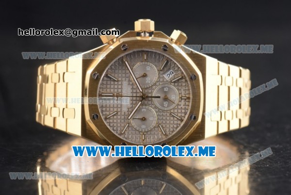 Audemars Piguet Royal Oak Miyota Quartz Yellow Gold Case/Bracelet with Grey Dial and Stick Markers - Click Image to Close